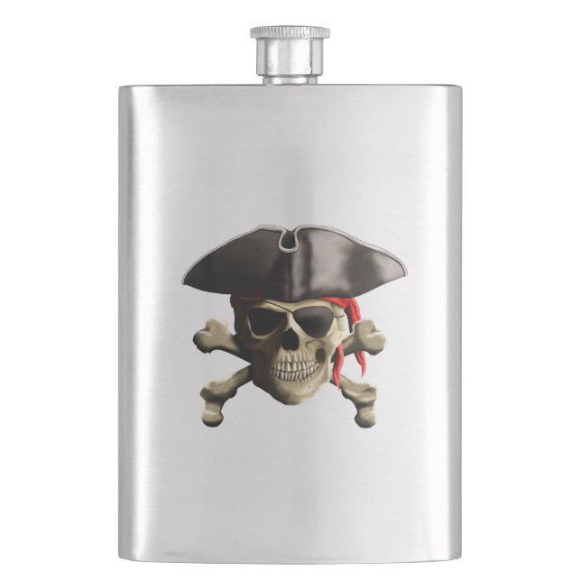 The Jolly Roger Pirate Skull Hip Flask (Front)