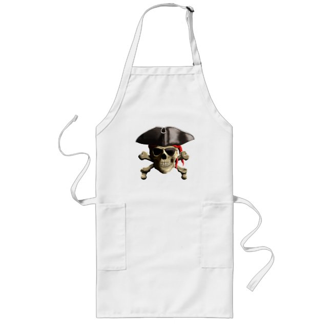 The Jolly Roger Pirate Skull Long Apron (Front)