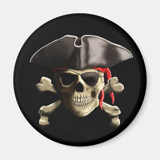 The Jolly Roger Pirate Skull Magnet (Front)