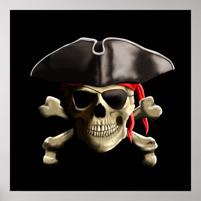 The Jolly Roger Pirate Skull Poster (Front)