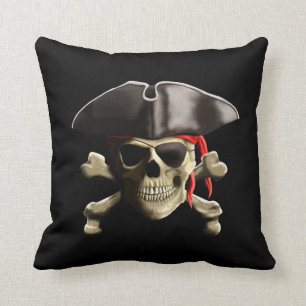 The Jolly Roger Pirate Skull Throw Pillow