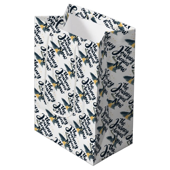 The Journey Begins Now Medium Gift Bag (Front Angled)