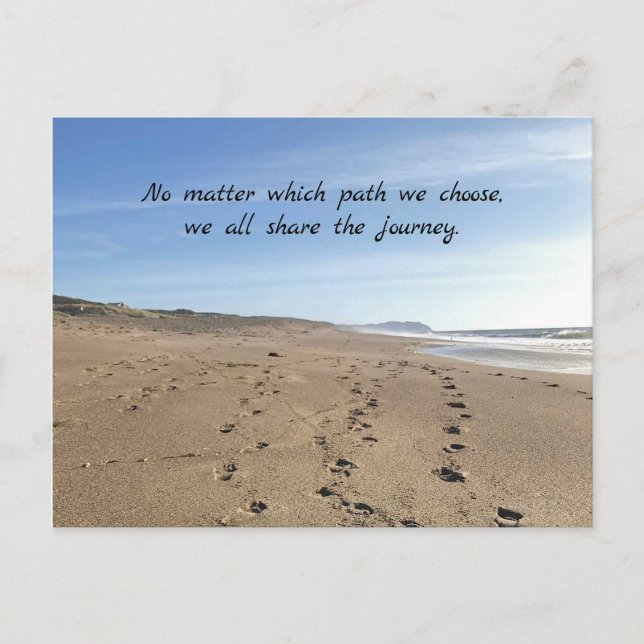 The Journey Footprints in Sand Postcard (Front)