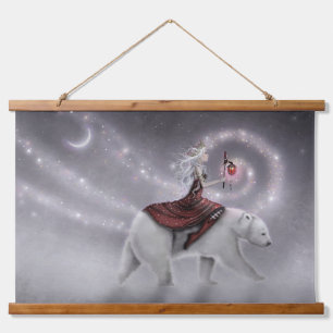 The Journey Winter Queen and Polar Bear Artwork Hanging Tapestry
