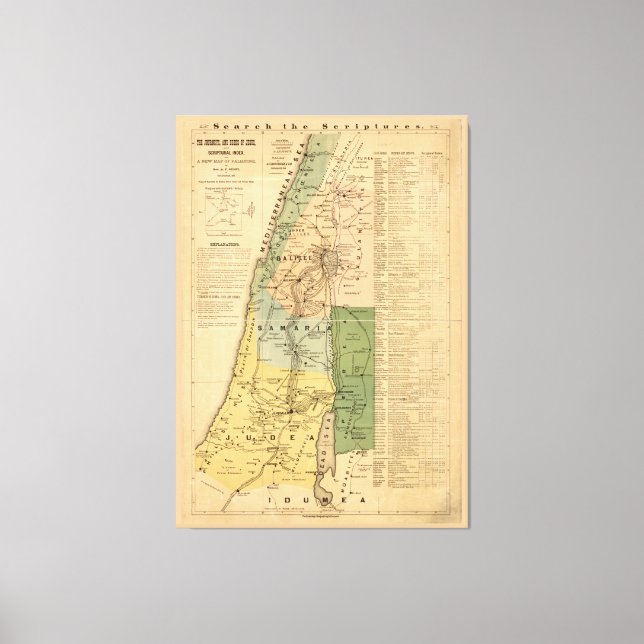 The Journeys and Deeds of Jesus Map (1881) Canvas Print (Front)