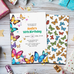 The Joy of Butterflies 10th Birthday Invitation