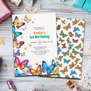 The Joy of Butterflies 1st Birthday Invitation