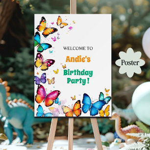 The Joy of Butterflies Birthday Party Welcome Poster