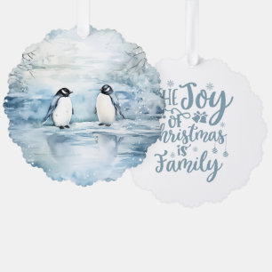 The Joy of Christmas Is Family Penguins Ornament Card