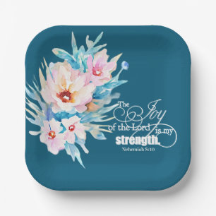 The Joy of the Lord floral Paper Plate