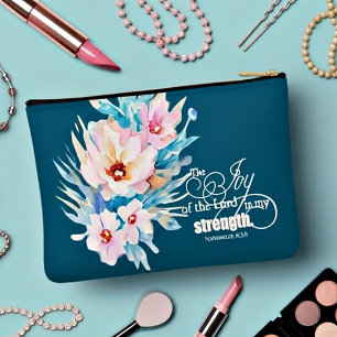 The Joy of the Lord floral personalized Accessory Pouch