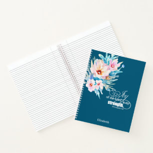 The Joy of the Lord floral personalized Notebook
