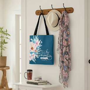 The Joy of the Lord floral Tote Bag