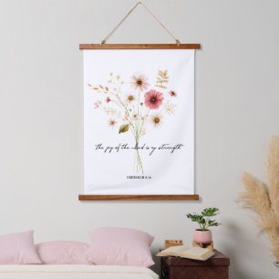The Joy of the lord minimalist floral Hanging Tapestry