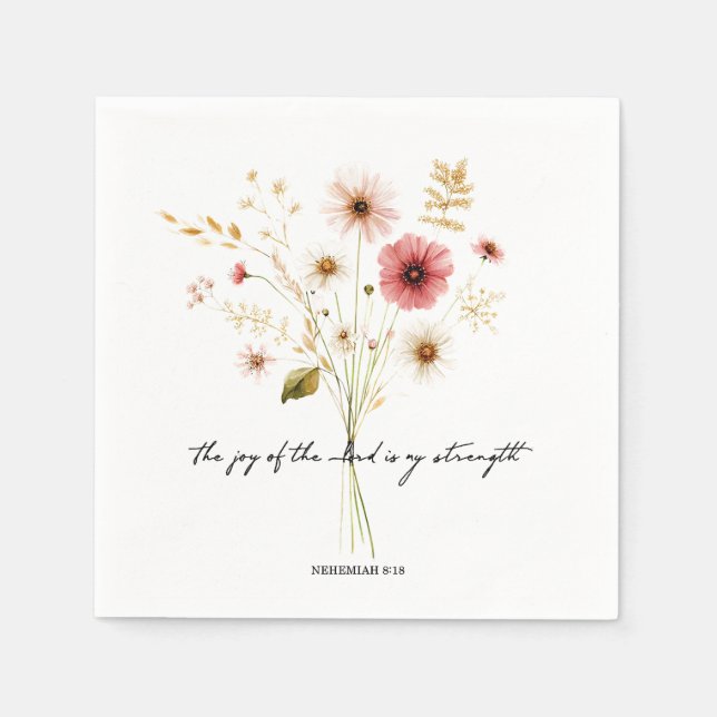 The Joy of the lord minimalist floral Napkin (Front)