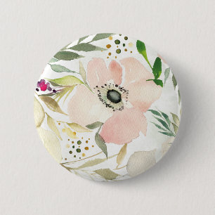 The Joy of White   Watercolor Floral Pattern 2 Inch Round Button