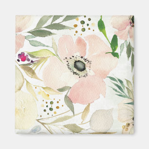 The Joy of White   Watercolor Floral Pattern Magnet