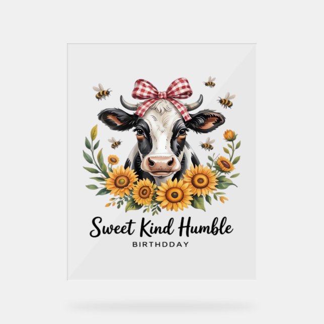 The Joyfull Strawberry Cow  Cow love Classic T-Shi Acrylic Sign (Front)