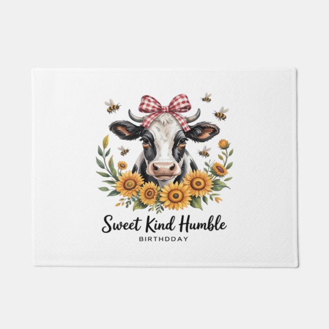 The Joyfull Strawberry Cow  Cow love Classic T-Shi Doormat (Front)