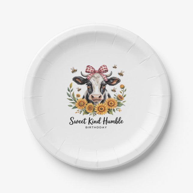 The Joyfull Strawberry Cow  Cow love Classic T-Shi Paper Plate (Front)