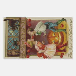 The Joys of Halloween Apple Bobbing Couple Vintage Sticker