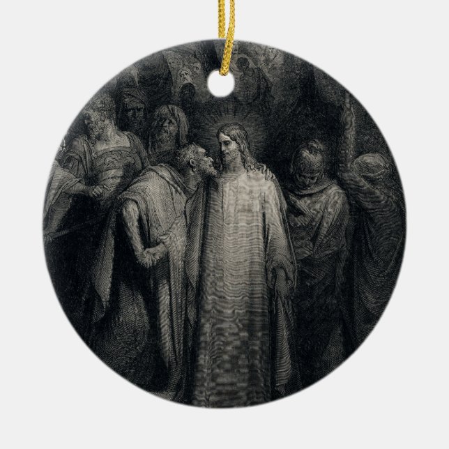 The Judas Kiss by Gustave Dore Ceramic Ornament (Front)