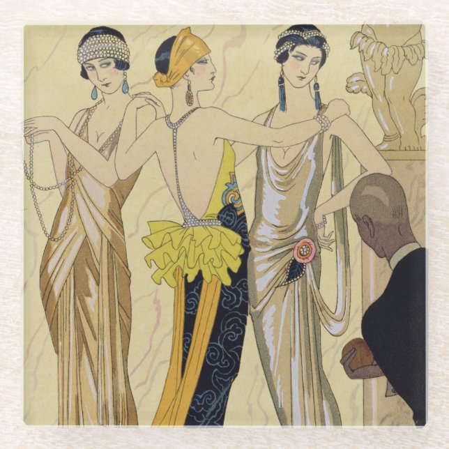 The Judgement of Paris, 1920-30 (pochoir print) Glass Coaster (Front)