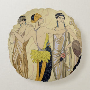 The Judgement of Paris, 1920-30 (pochoir print) Round Pillow