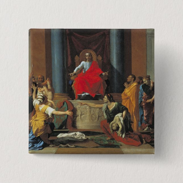 The Judgement of Solomon, 1649 2 Inch Square Button (Front)
