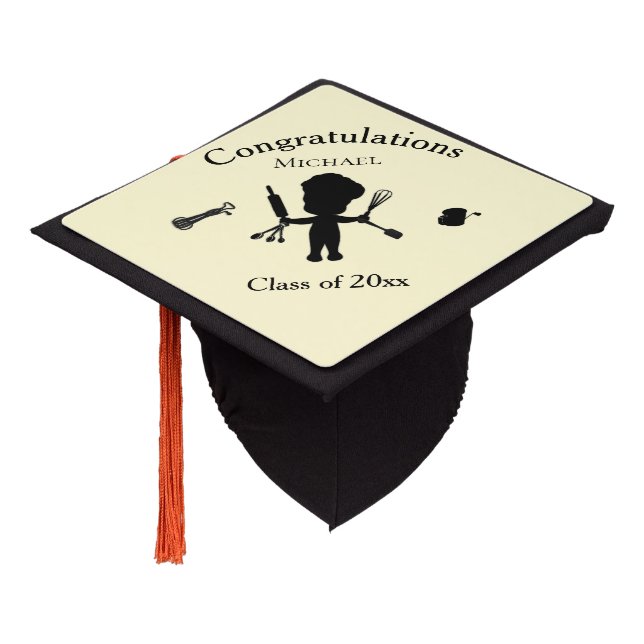 The Juggling Baker Congratulations Yellow Graduation Cap Topper (Angled)
