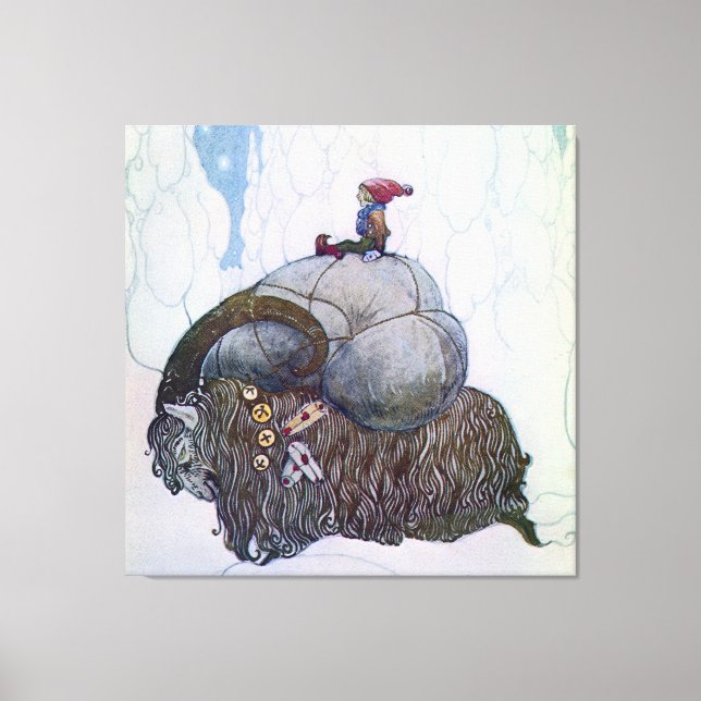 “The Julbock” Christmas Goat by John Bauer Canvas Print (Front)