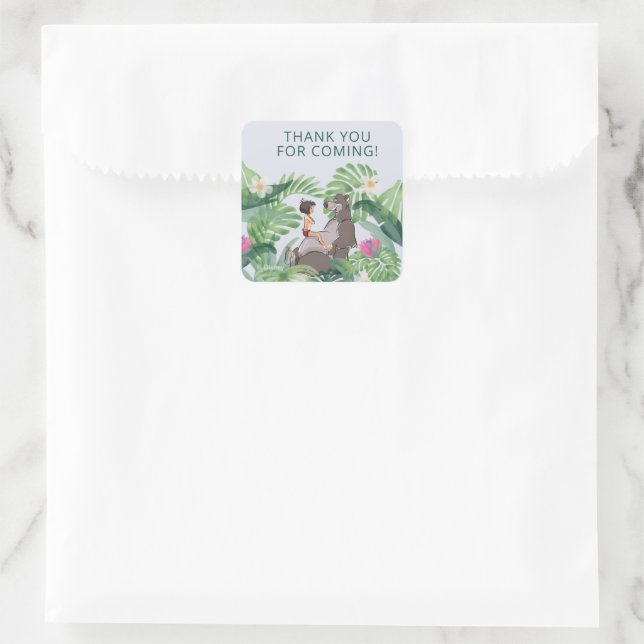 The Jungle Book Birthday Thank You Square Sticker (Bag)