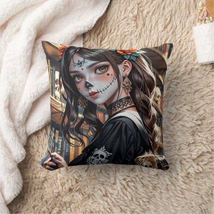 The Kawaii Anime Skull Girl Pillow 03
