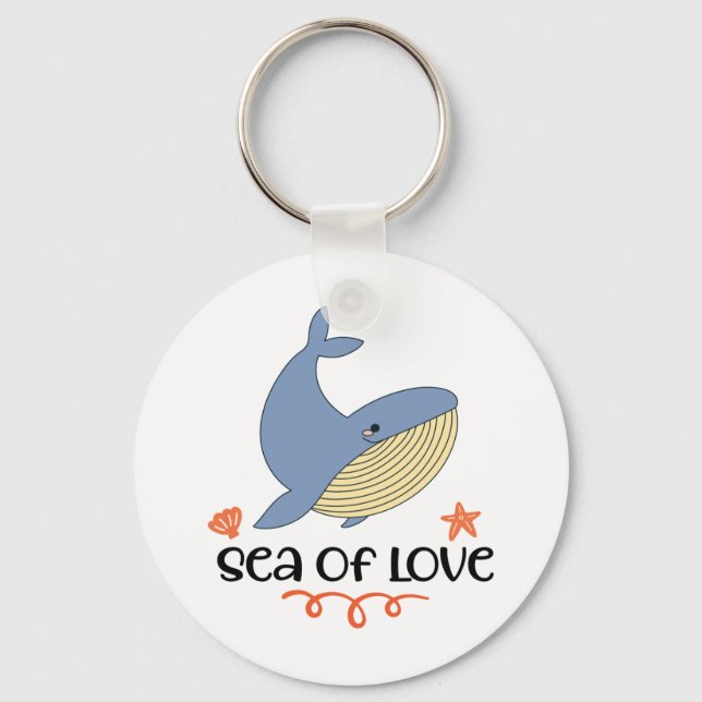 The Kawaii Blue Whale Marine Mammal Keychain (Front)
