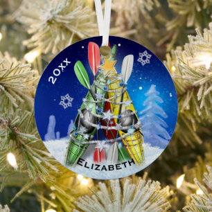 The Kayak Christmas Tree Metal Ornament
