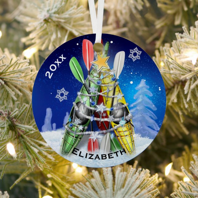The Kayak Christmas Tree Metal Ornament (Insitu)