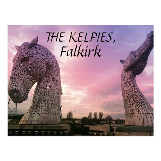The Kelpies postcard, high horse-head sculptures Postcard