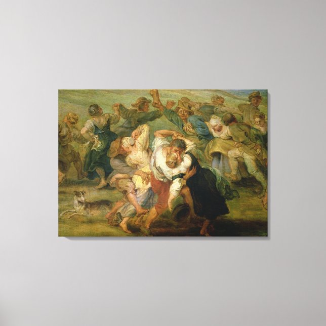 The Kermesse, detail of peasants dancing, c.1635-3 Canvas Print (Front)