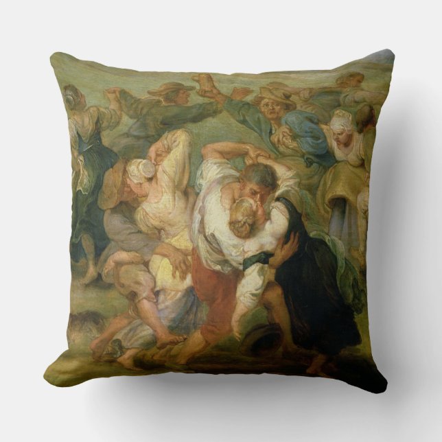 The Kermesse, detail of peasants dancing, c.1635-3 Throw Pillow (Front)