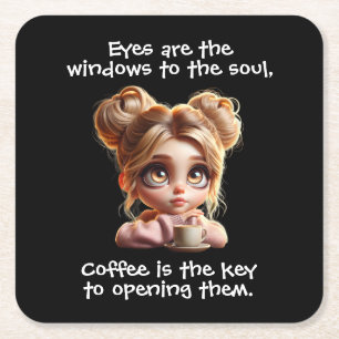 The Key Is Coffee Square Paper Coaster