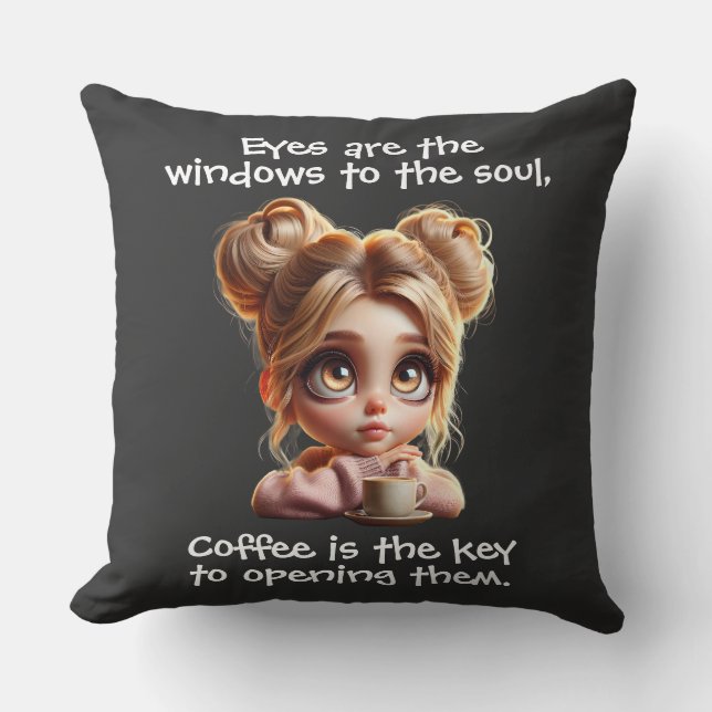 The Key Is Coffee Throw Pillow (Front)