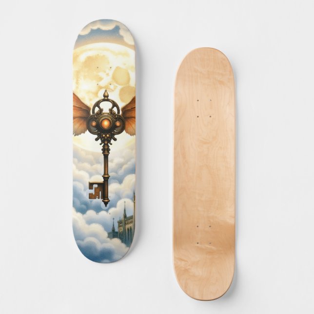 The Key of Eternity – Steampunk Wings  Skateboard (Front)