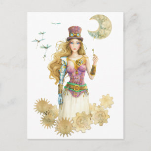 "The Key" Steampunk Girl By Scot Howden Postcard