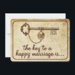 The Key To A Happy Marriage Is... Vintage Wedding Advice Card<br><div class="desc">These vintage key advice cards the are the perfect keepsake from each of your guests at your wedding. The simple yet stylish design will allow your guests to write a note of advice for you to keep and read over in years to come.</div>