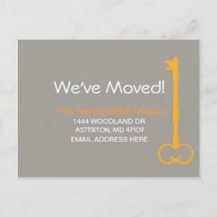 The key to moving announcement postcard