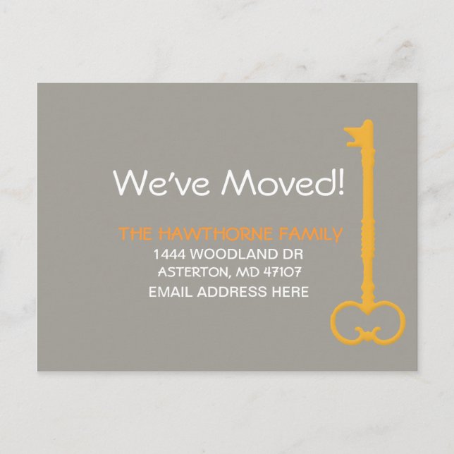 The key to moving announcement postcard (Front)