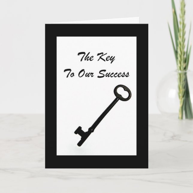 "The Key To Our Success" Business Thank You Card (Front)