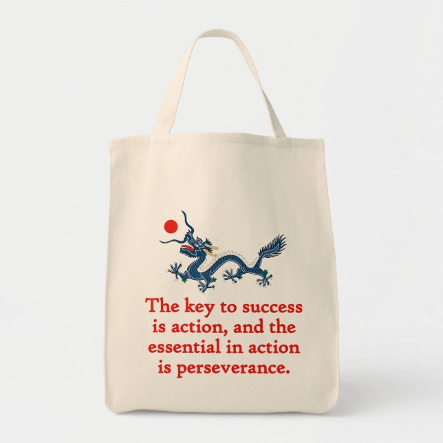 The Key To Success Is Action - Perseverance Quote Tote Bag (Front)