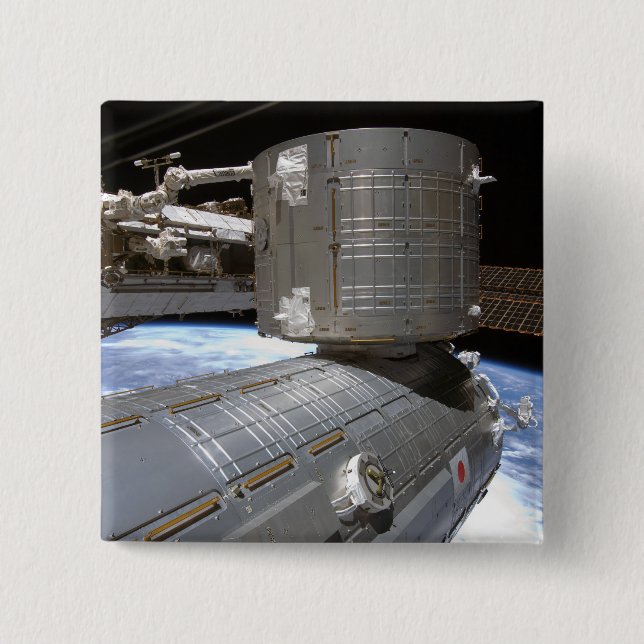 The Kibo Japanese Pressurized Module 2 Inch Square Button (Front)