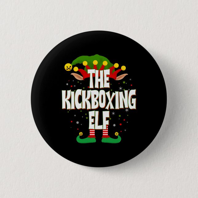 The Kickboxing Elf Christmas  2 Inch Round Button (Front)